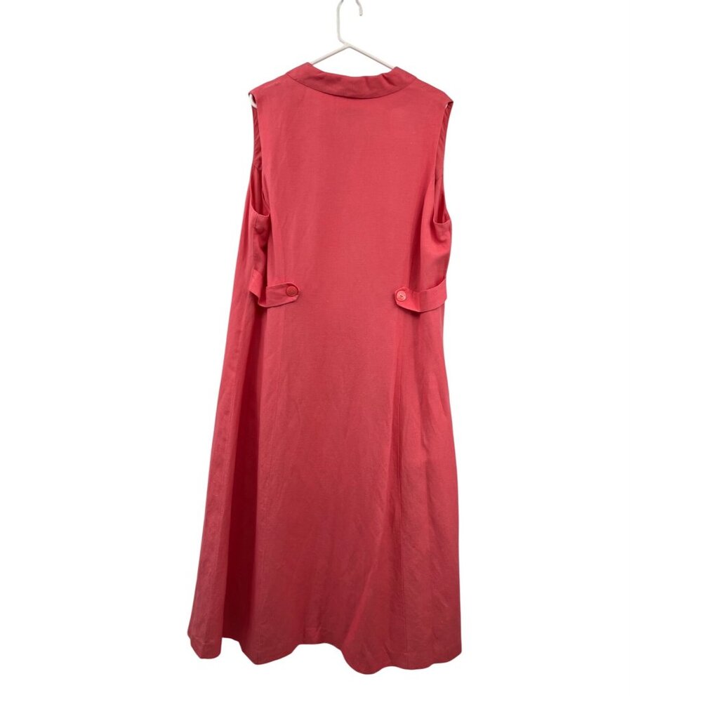 Vintage CJ Banks Linen Blend Midi Dress 20W Pink Button Front Used - Picture 14 of 16